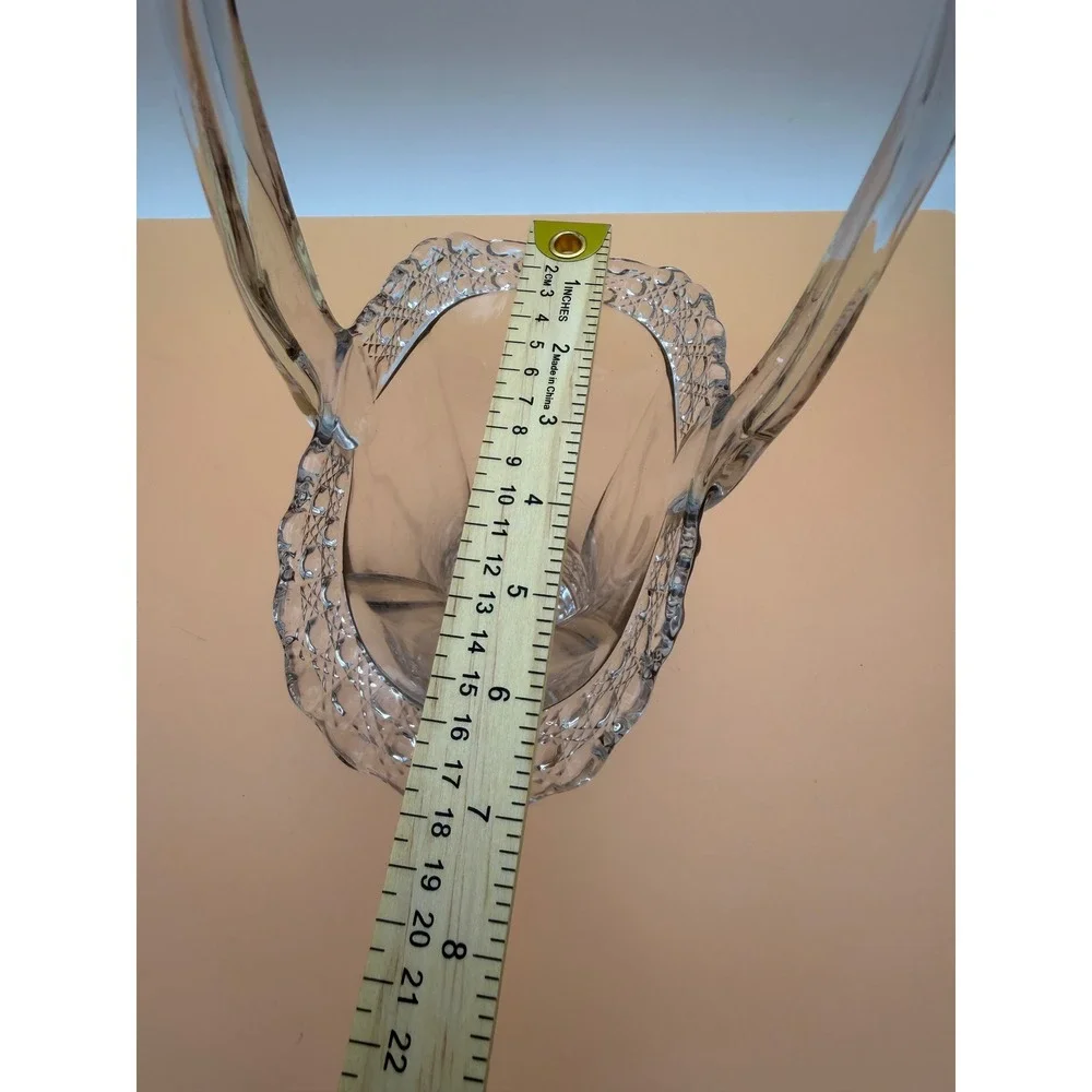 New Martinsville Clear Glass Basket Meadow Wreath Etch Radiance 1930s Vintage